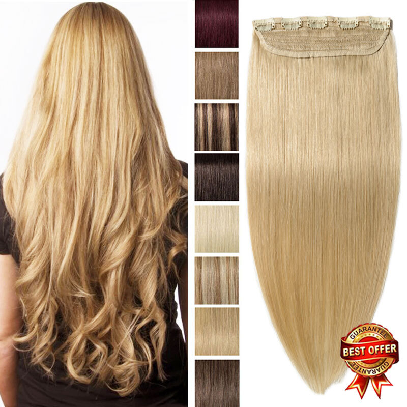 8-24″ Clip in Real Remy One Piece 100% Human Hair Extensions Full Head Hairpiece