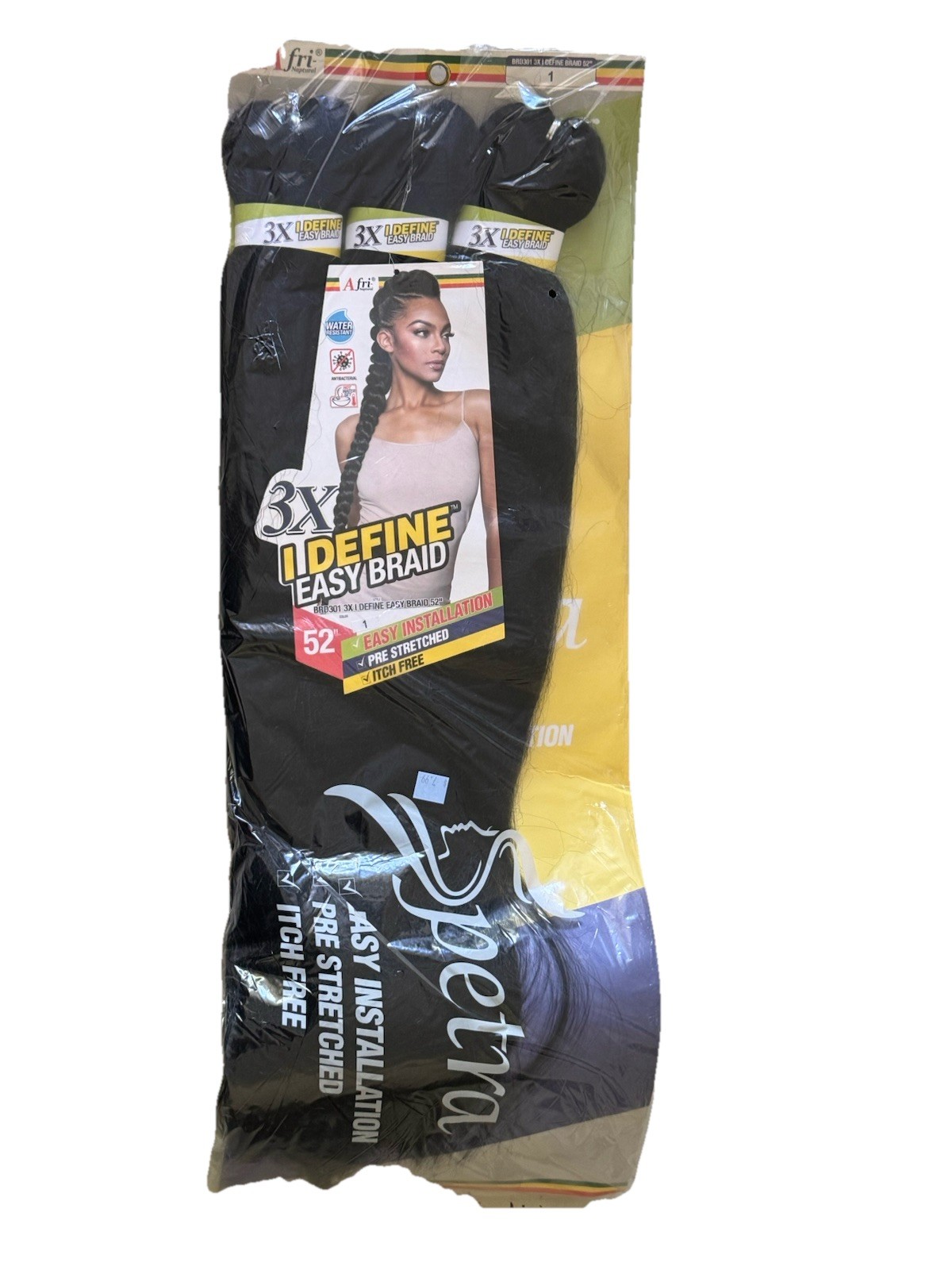 Spetra 3X Easy Braid Pre-Stretched 52 in Synthetic Braid Extensions Black