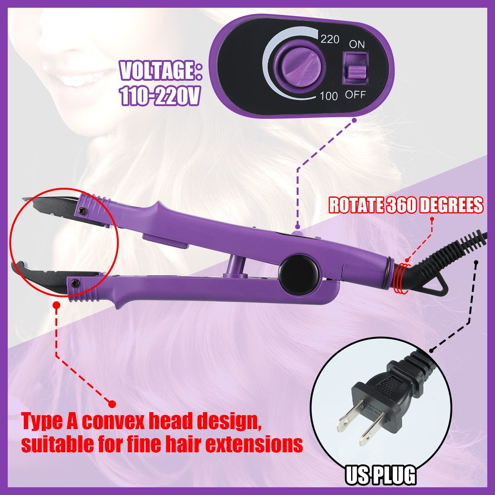 Lanties Hair Extensions Iron Fusion Keratin Hair Extensions Heat Tool Heat Co…