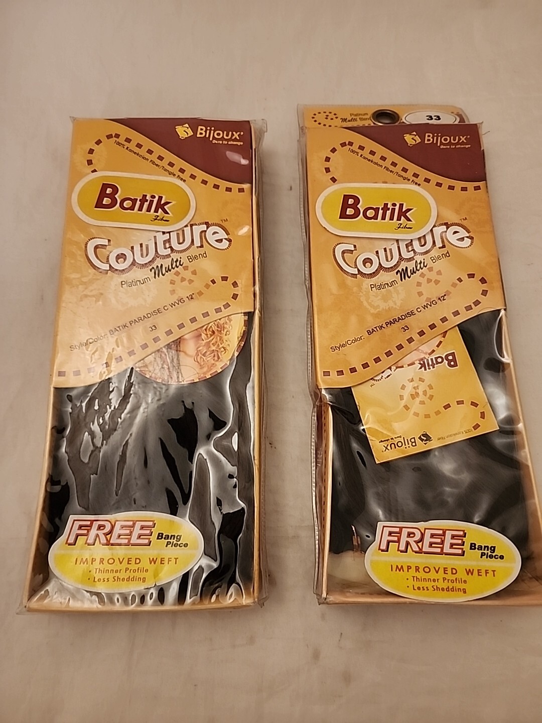 2 Lot Bijoux BATIK Couture 100% KANEKALON Batik Paradise C WVG 12” Dark Brown 33