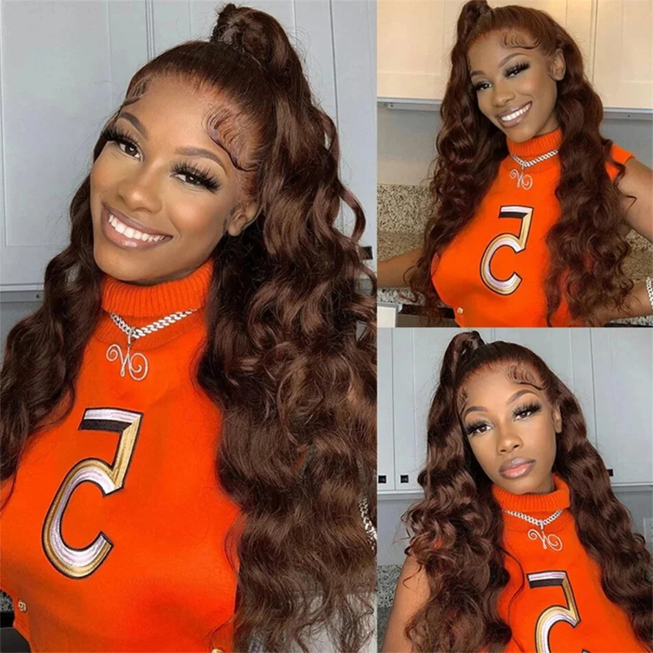 HD 13×6 Brown Body Wave Lace Front Wig 13×4 360 Lace Frontal Wig Human Hair