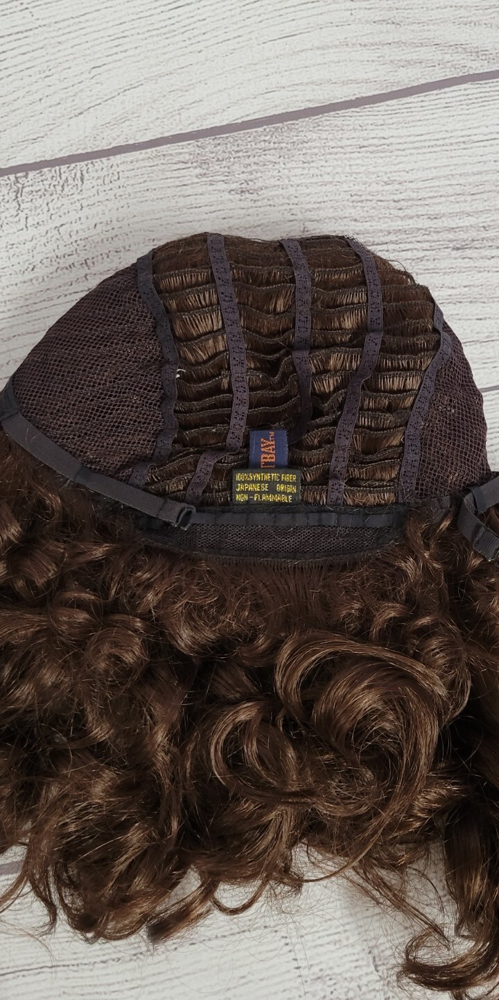 Natural Curly Layered Wig With bang Cooper Brown Daily Retro Japanese Origin