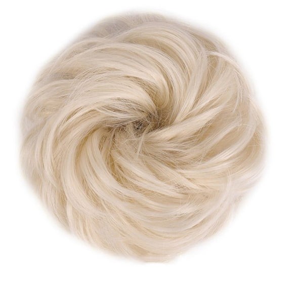 NIP Synthetic Hair Bun Chignon Elastic Scrunchie Q5-60 Platinum Bleach Blonde