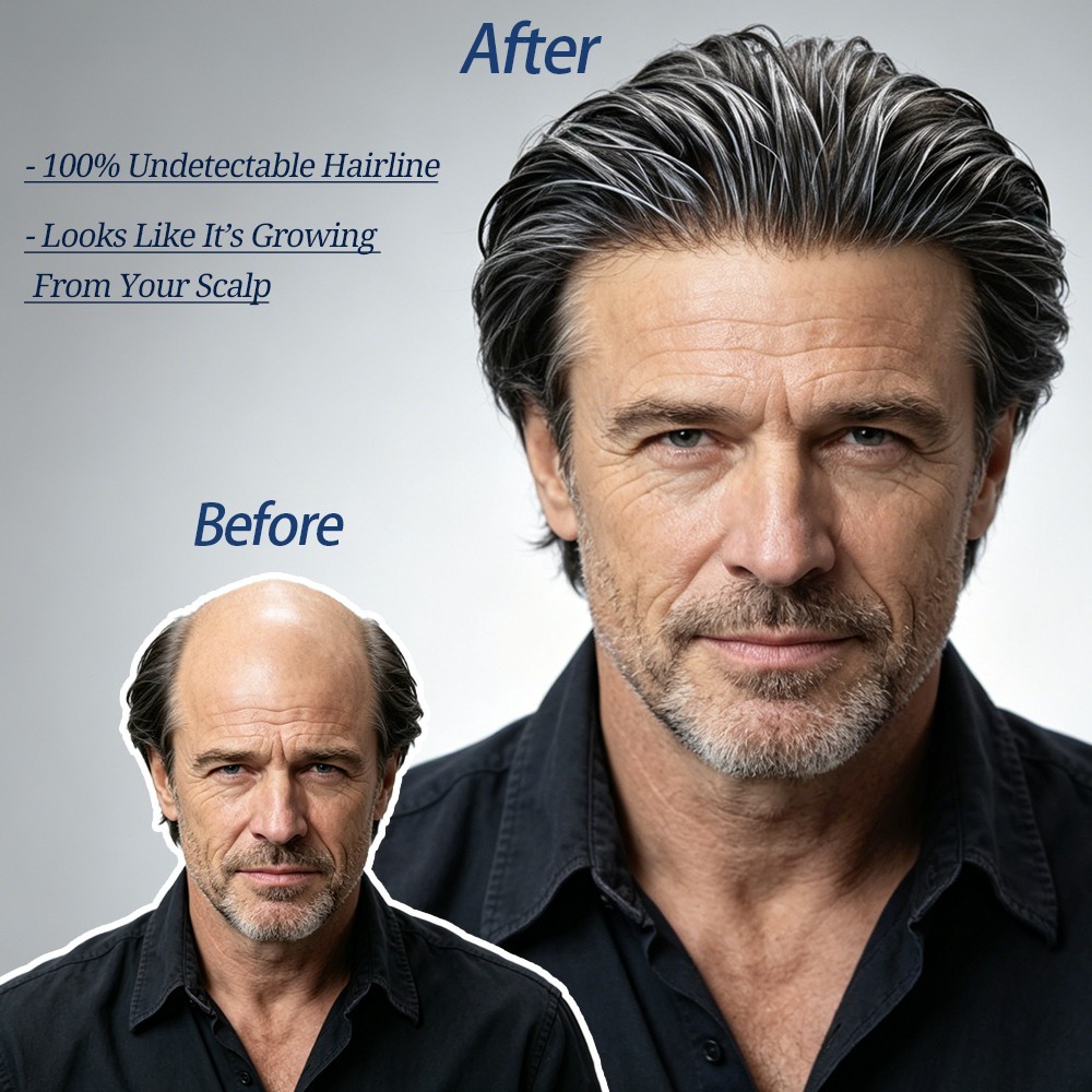 Mens Toupee Hair System Full French Lace Hairpiece Wig for Men Hair Replacements