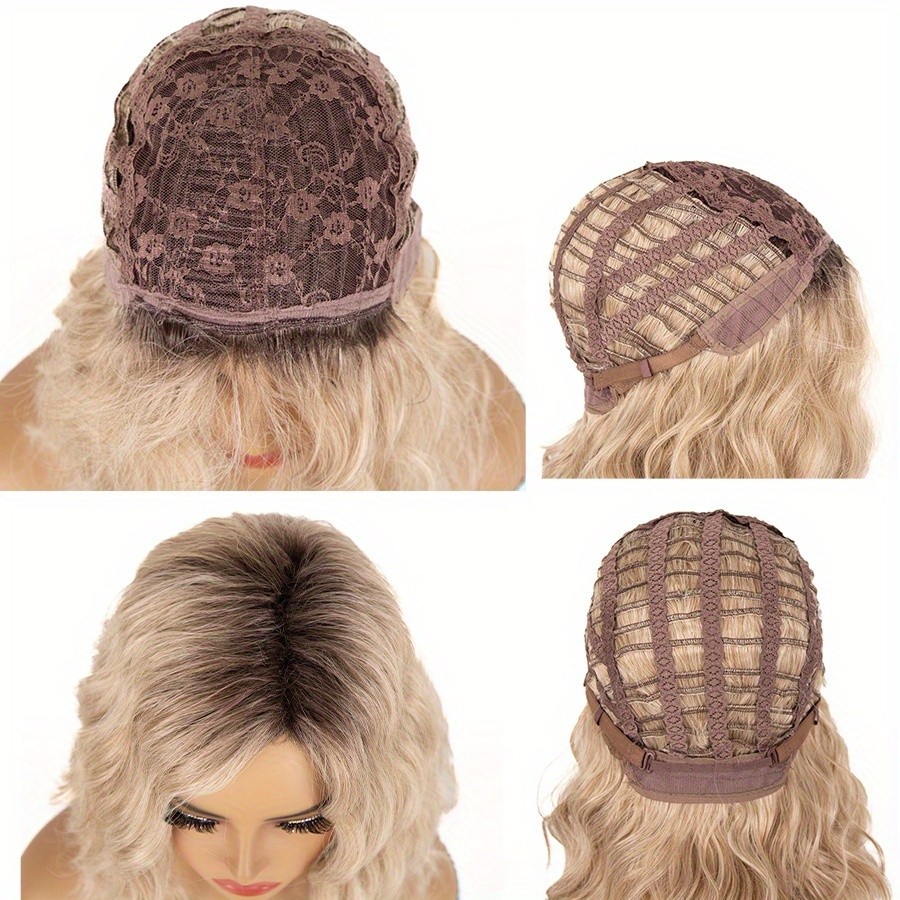 Blonde Gold Brown Short Natural Wavy Curly Blonde Wig Women’s Synthetic Hair