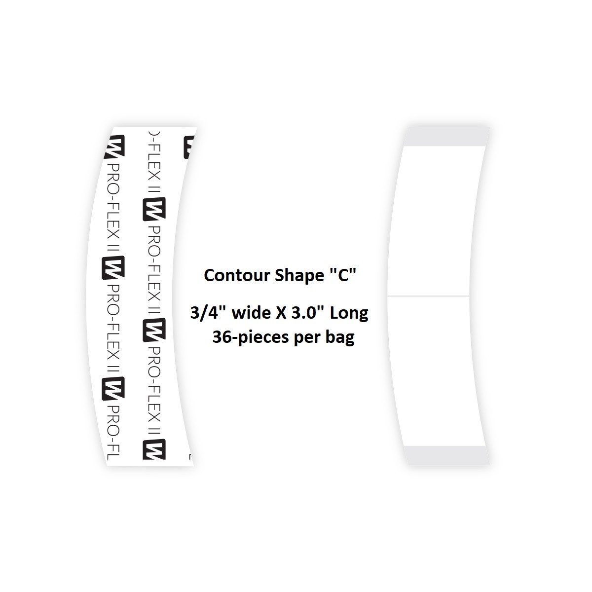 Pro-Flex II – CC shape Contour, 36pc/Bag Walker Tape Co