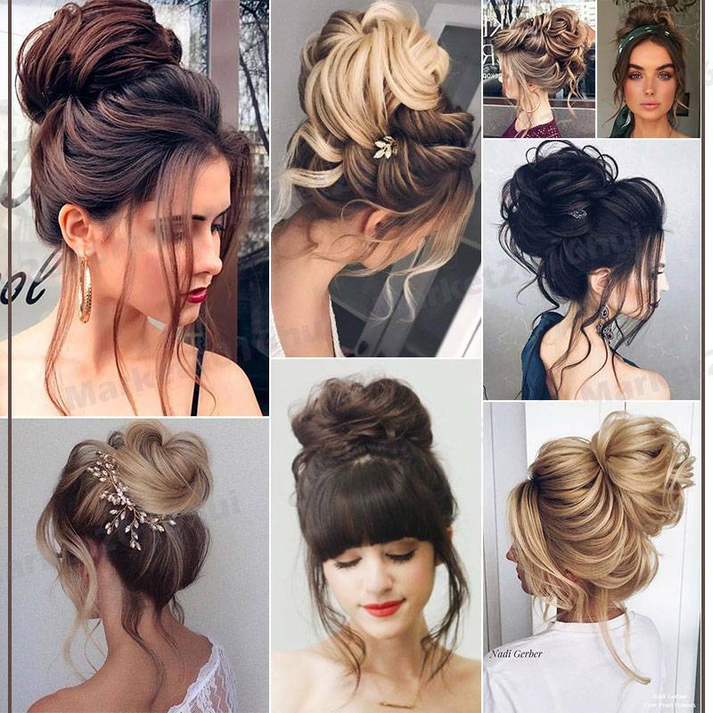 Real Natural Curly Messy Bun Hair Piece Scrunchie Hair Extensions as Human Blond