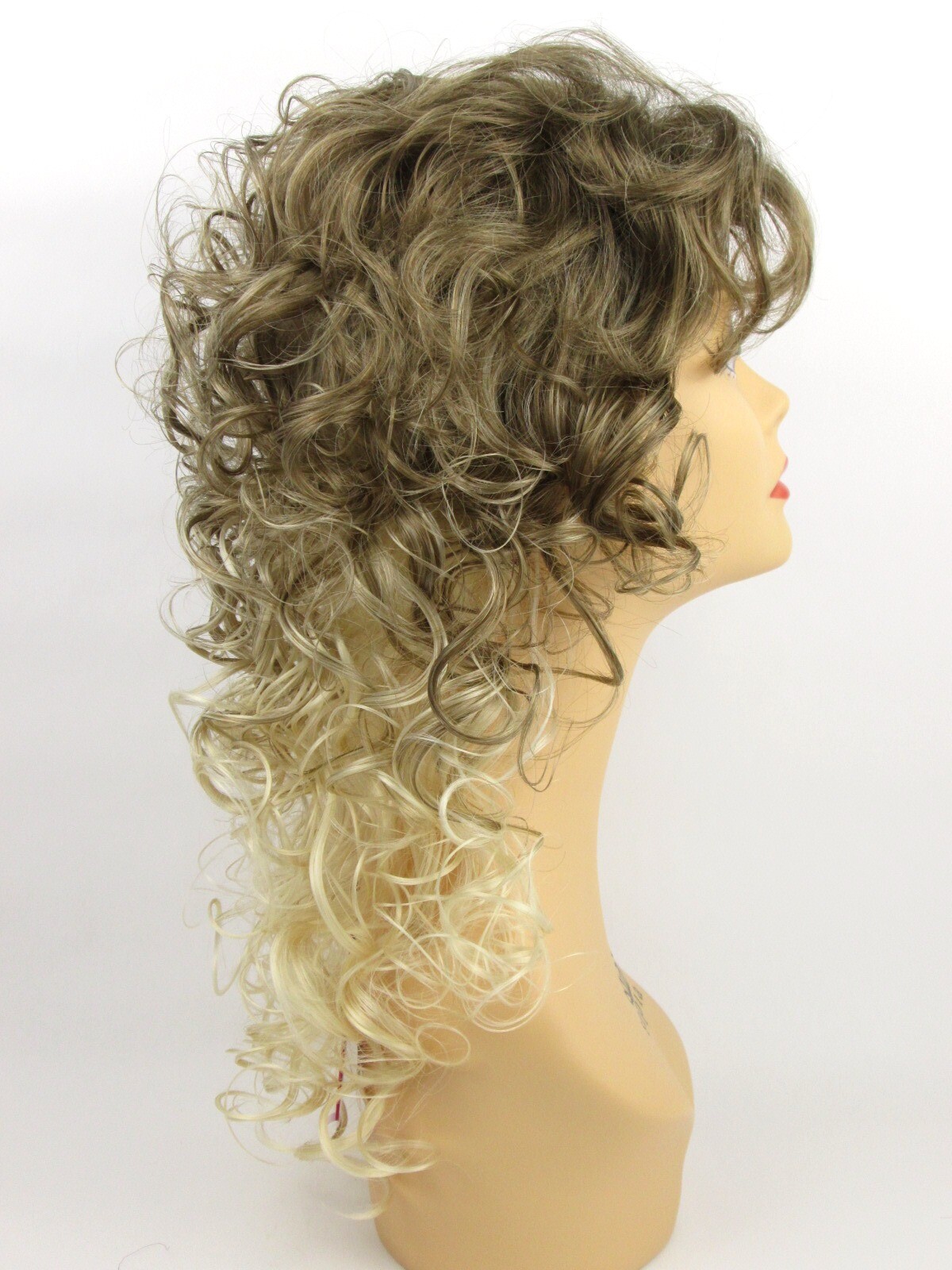 80S WOMENS SHOULDER-LENGTH LAYERED LOOSE CURLS CURLY HAIR WIG W/ BANGS VICTORIAN