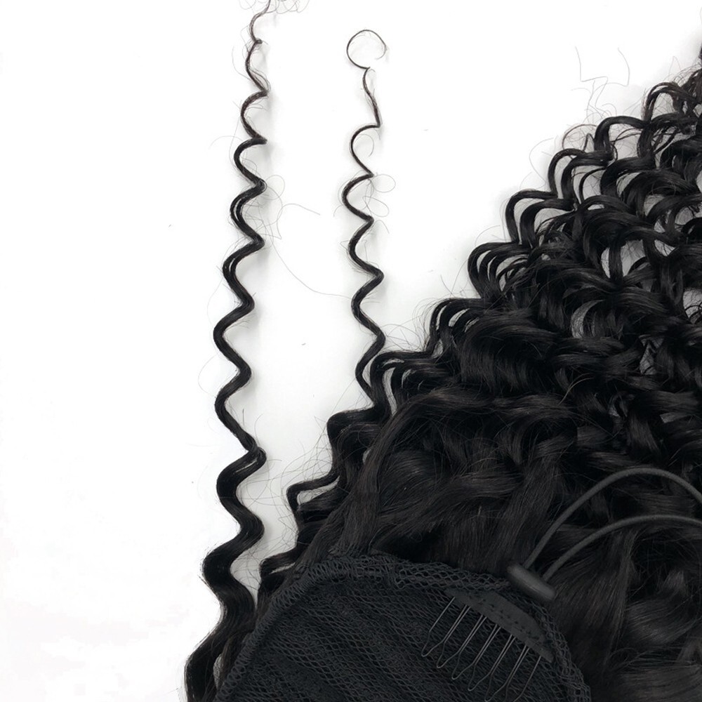 Brazilian Virgin Human Hair Drawsting Ponytails Deep Wave Curly Hair Ponytails