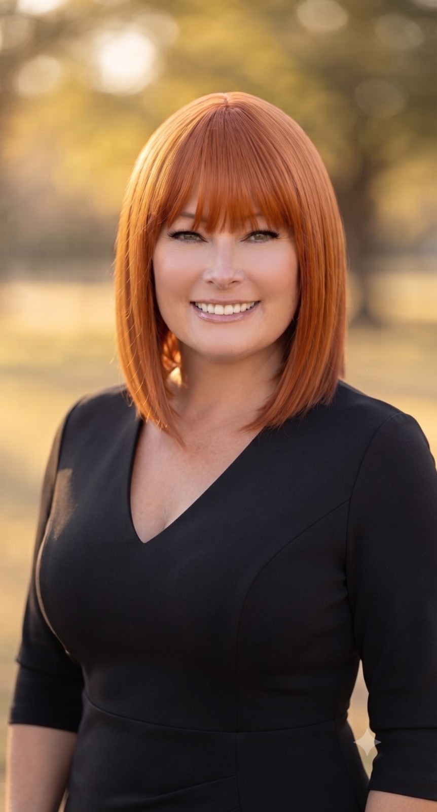 Auburn Straight Bob Synthetic Wig w/ Bangs Adjustable Strap Classic Cap One Size