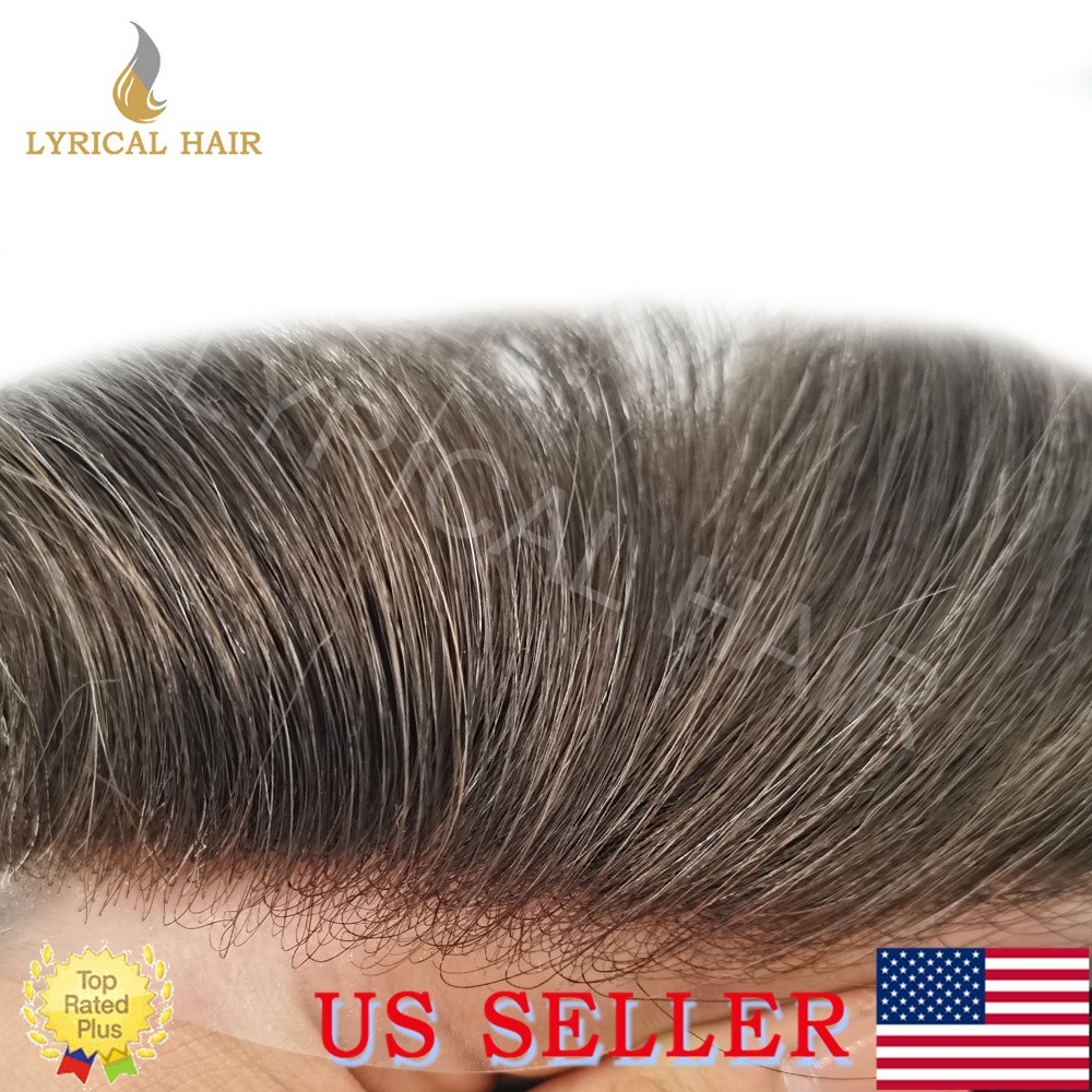US Men’s Toupee French Lace PU Human Hair Invisible Hairpiece Replacement System