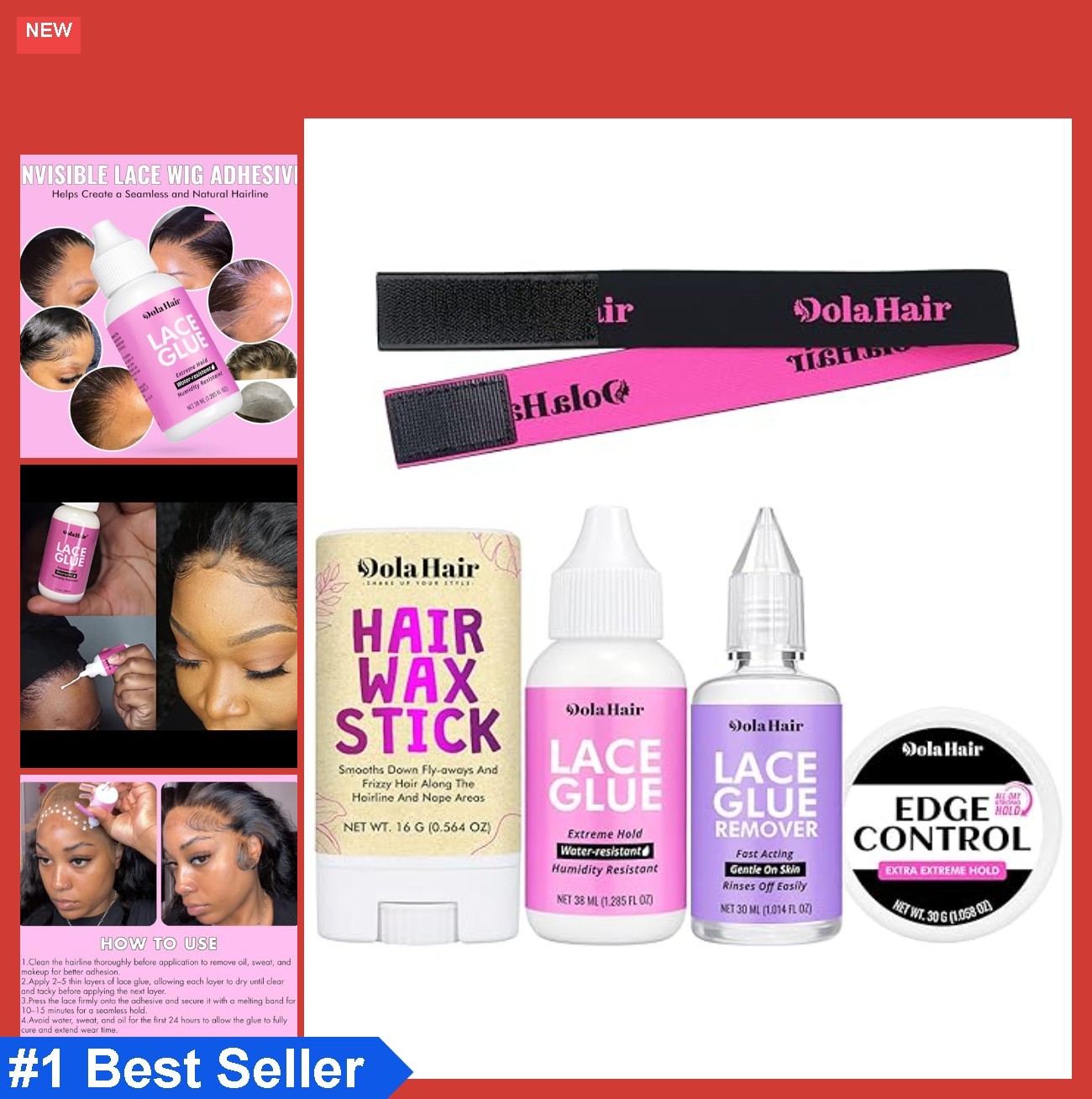 Lace Wig Glue Kit 5 Piece Waterproof Adhesive for Hair Extensions