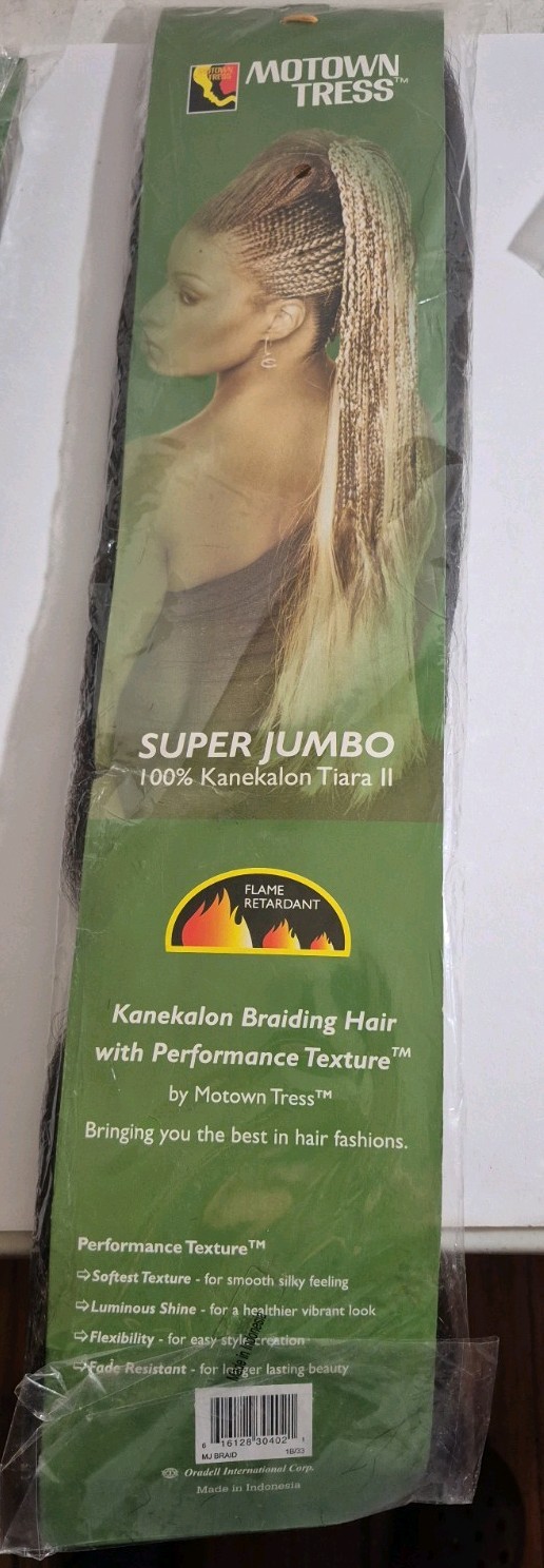 Motown Tress Super Jumbo 100% Kanekalon Braiding Hair 1B/33 Lot of 6