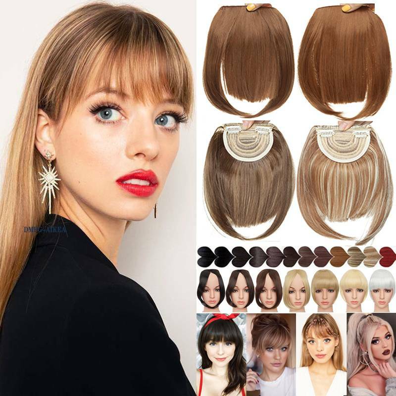 Straight Curly Bangs Clip in Fringe Hairpiece Neat Side Hair Extension as Human