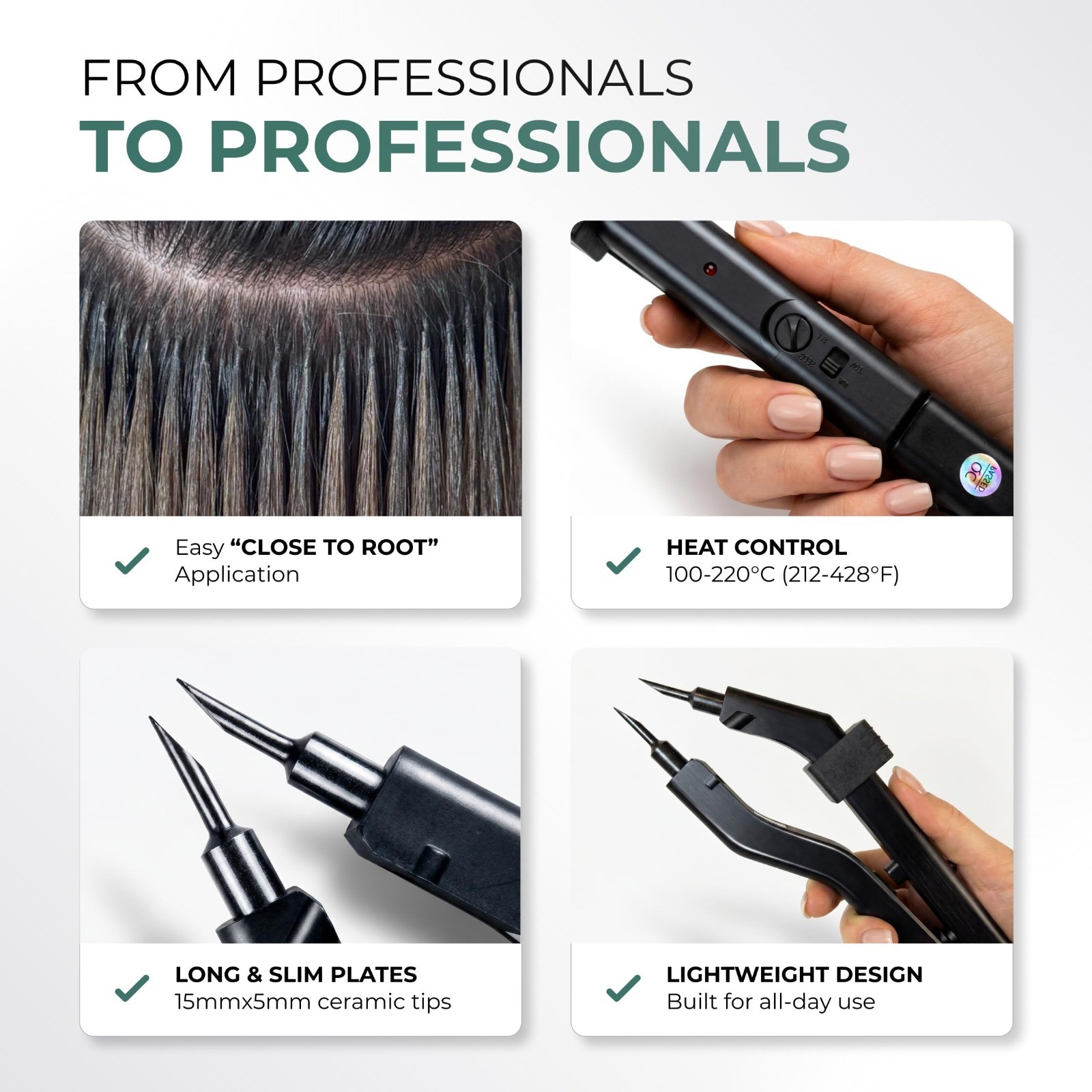 Keratin Fusion Tool for Hair Extensions – Adjustable Temp, Rapid Heat, Slim Plat