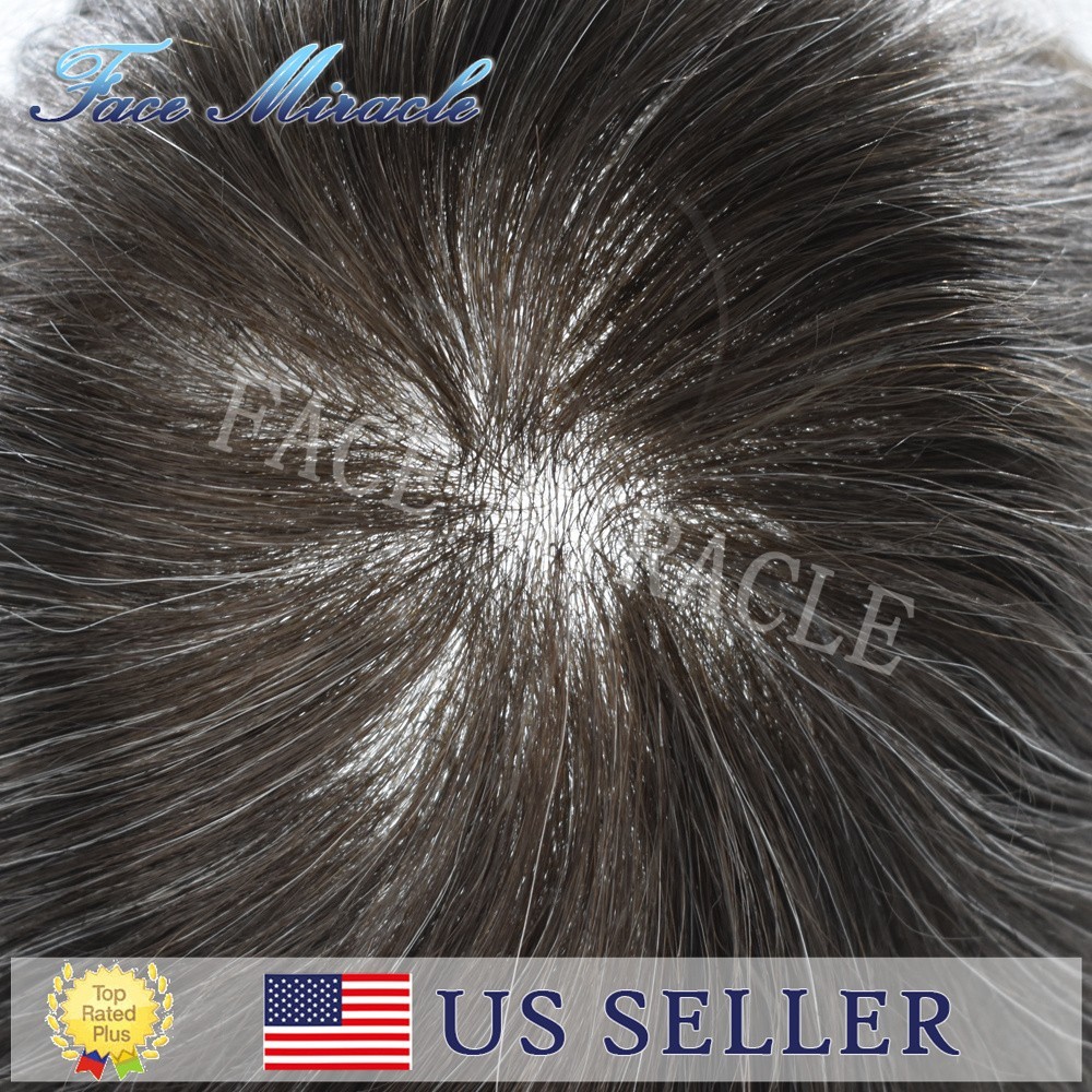 Super Thin Skin Mens Toupee Human Hair Systems PU V-looped Hairpiece Replacement
