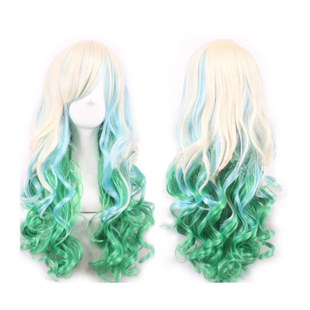 Women Wigs Long Hair Heat Resistant Spiral Curly Cosplay Wig Fashion Wavy Cos…