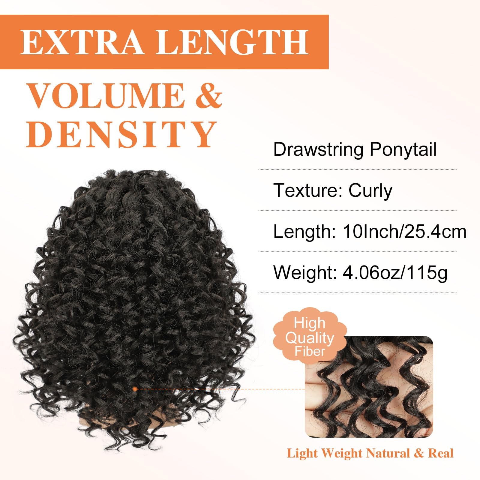 Curly Ponytail Extension 10 Inch Drawstring – 100% Japanese Fiber for Daily Use