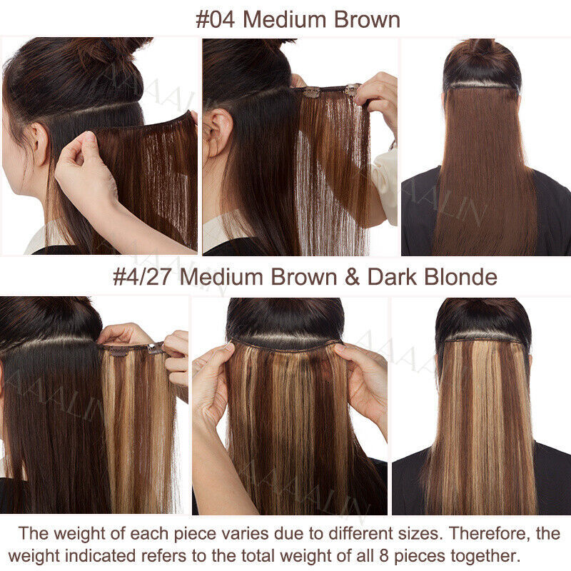 CLEARANCE Clip In 100% Remy Human Hair Extensions Full Head Highlight 16-24″ 9A