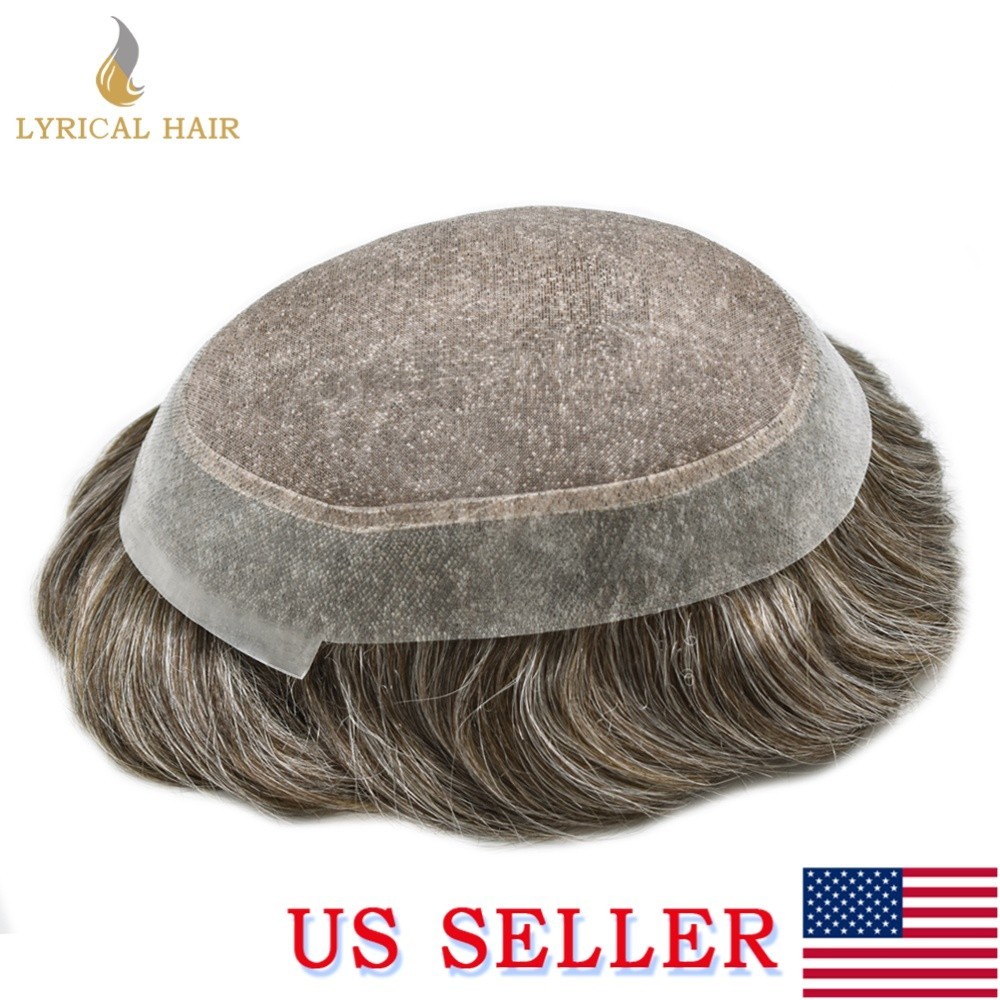 Lyrical Hair Fine Mono Mens Toupee Monofilament Wig Poly Human Hair Piece System