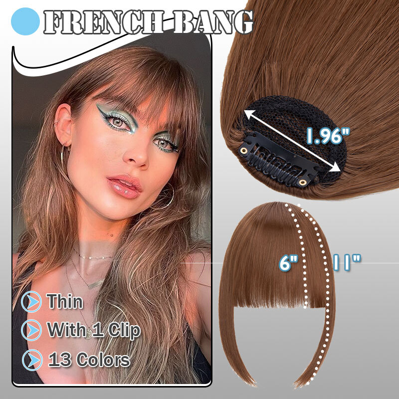 French Fringe Bangs Front Forehead Hairpiece Clip in Hair Extensions As Human