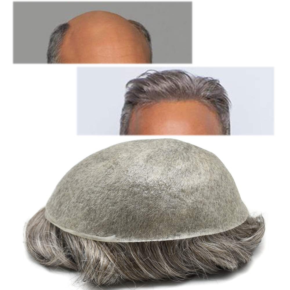 Ultra Thin Skin Hairpiece Invisible Poly PU Mens Toupee Hair Replacement 0.04mm