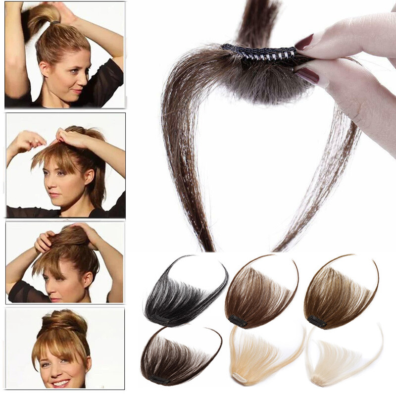 SALE Fringe Bangs Clip In 100% Remy Human Hair Extensions Middle Part Hairpieces