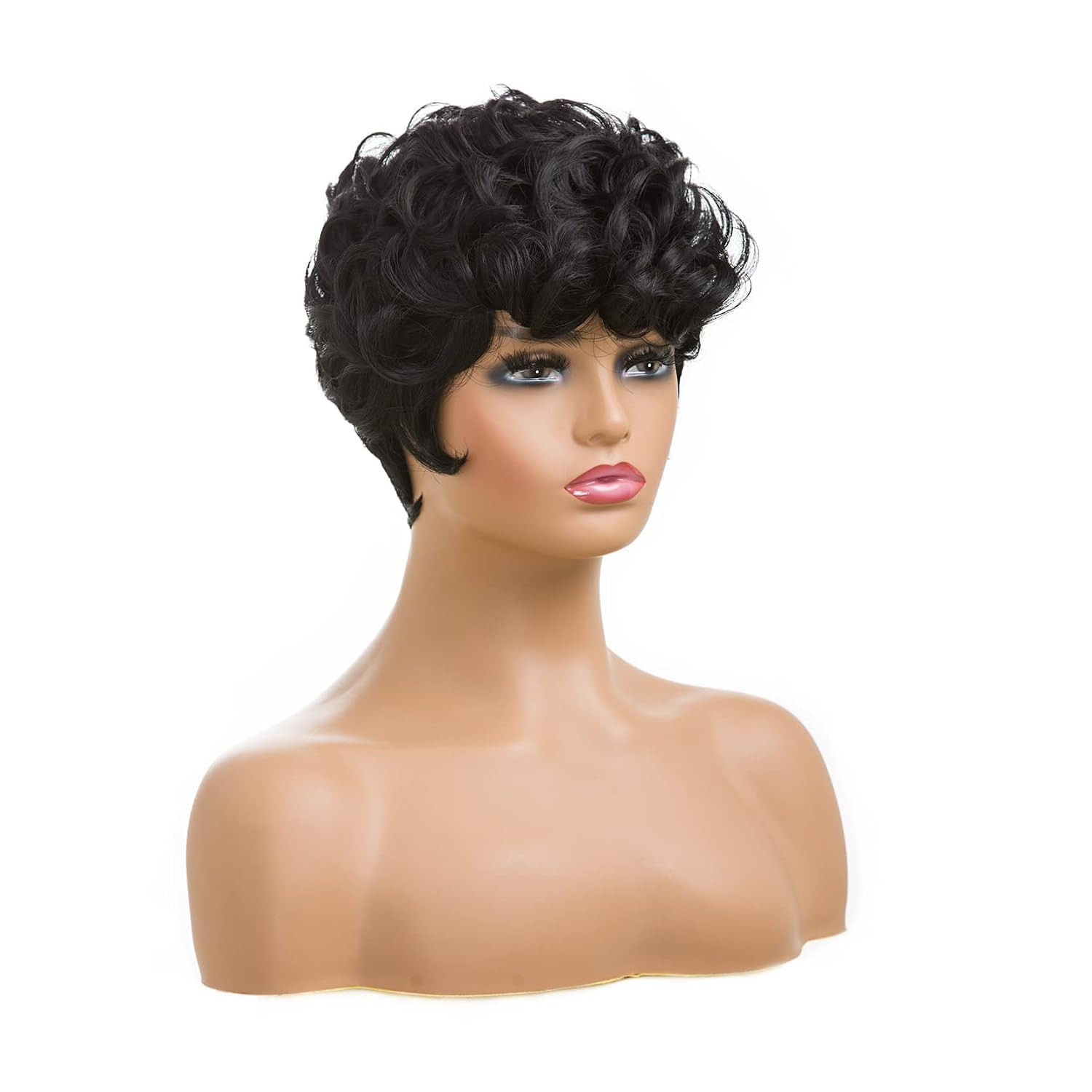 Natural Black Short Pixie Wig with Bangs for Black Women