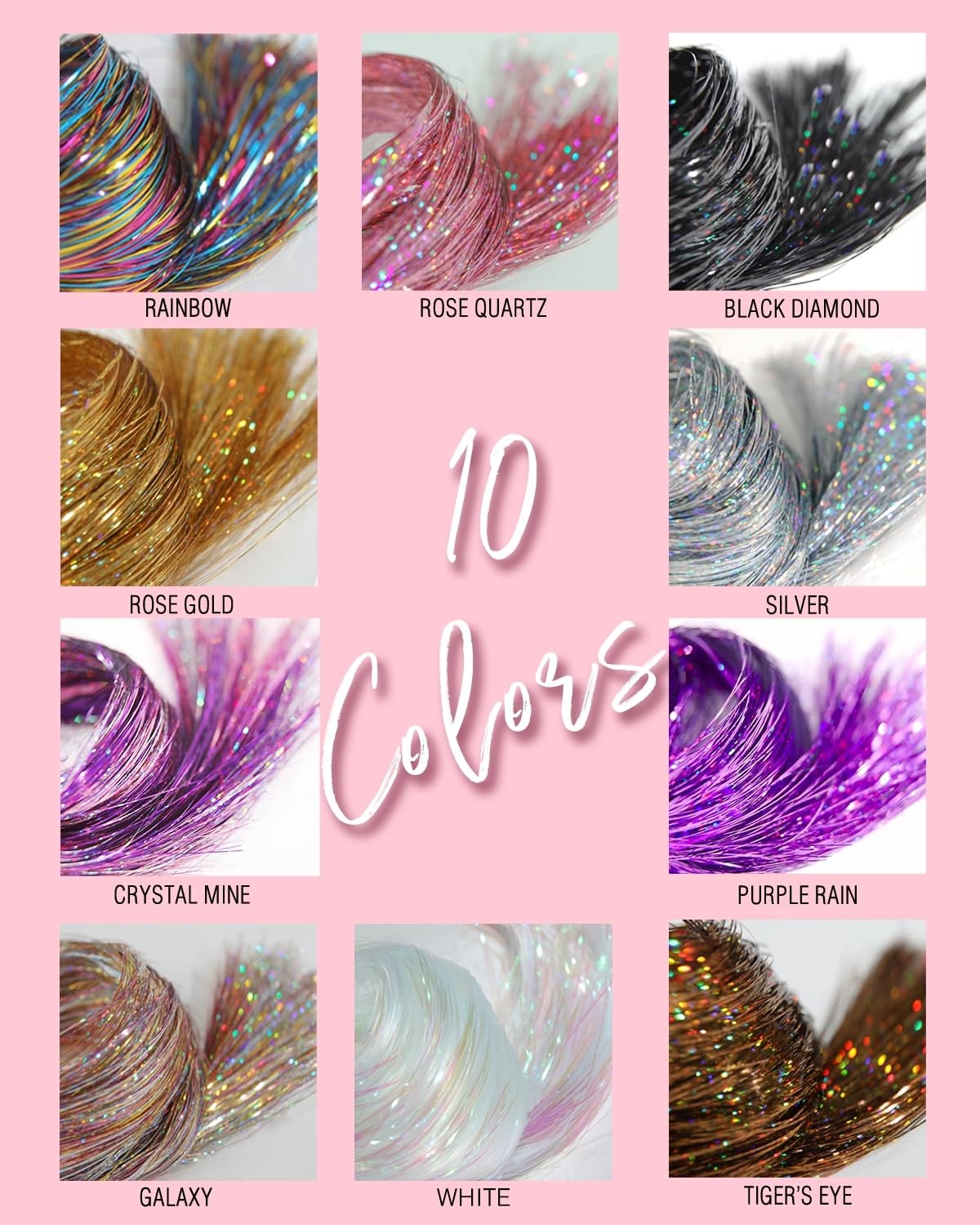 6 Pcs Clip in Hair Tinsle Kit, 19.6 Inch Heat Resistant Glitter Tinsel Hair E…