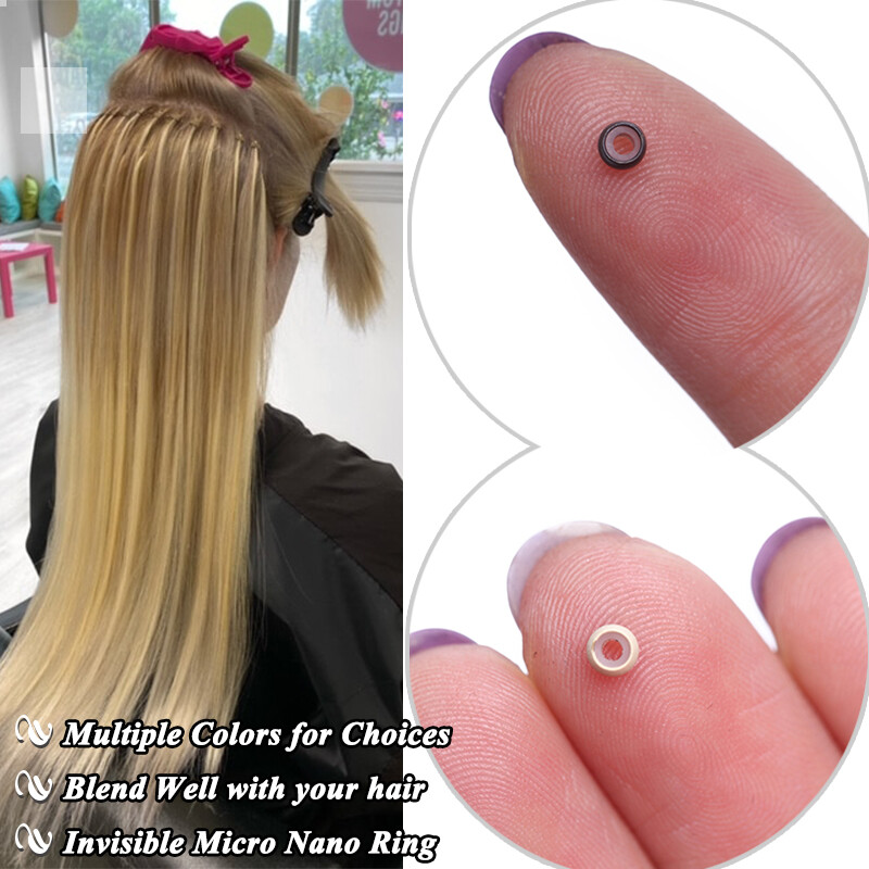 Silicone Nano Rings Beads Kits Micro Loop Lined Tool for Nano Hair Extensions US