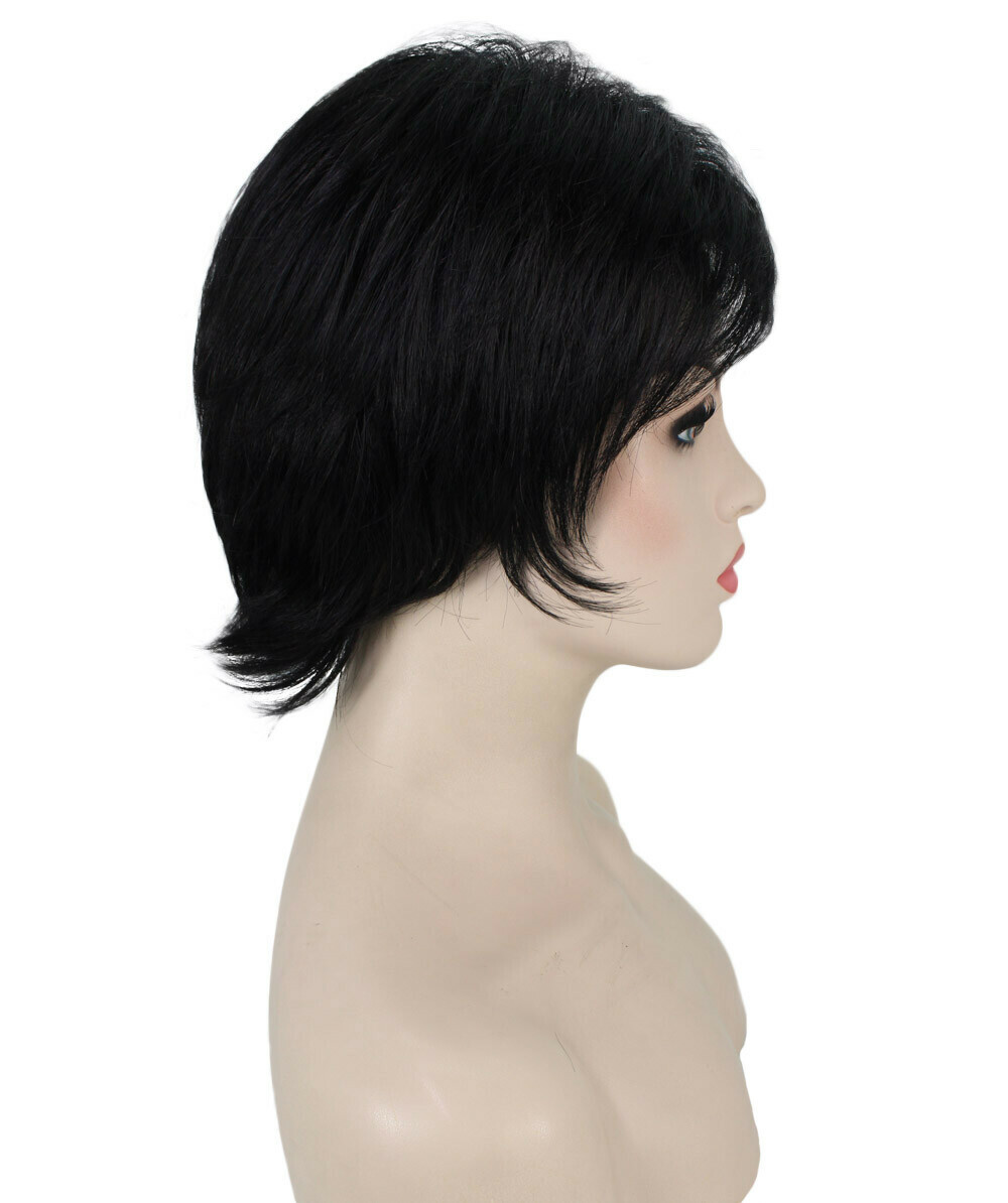 Ingrid – Srraight Kanekalon Synthetic Fiber Full Wig, 3.25 – 5.75 in, Black