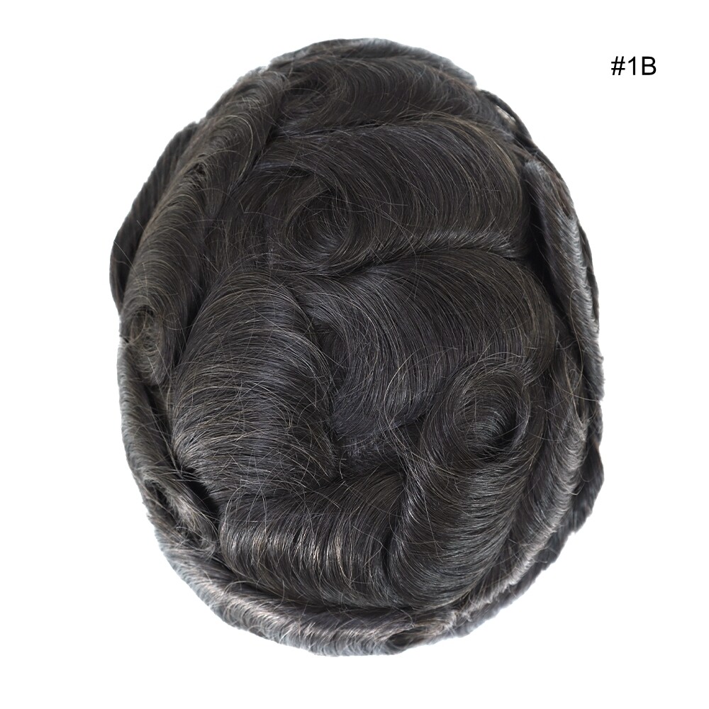 Mens Hair Toupee Full French Lace Human Hair Replacement System 130% Density8x10