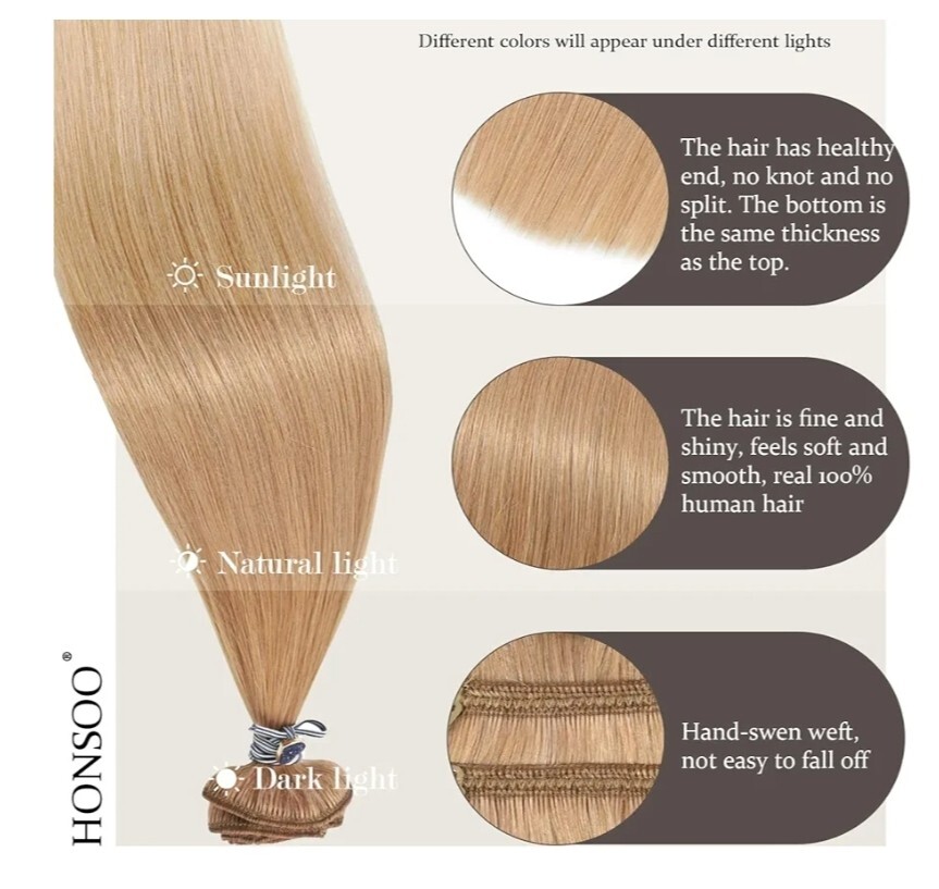 Golden Brown Hair Extensions Clip In Human Hair Extensions Reddish Blonde 70g…