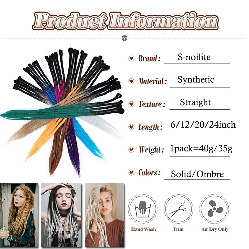 Long Ombre Dreadlocks Hair Extensions Synthetic Crochet Braiding Dreads Locs US