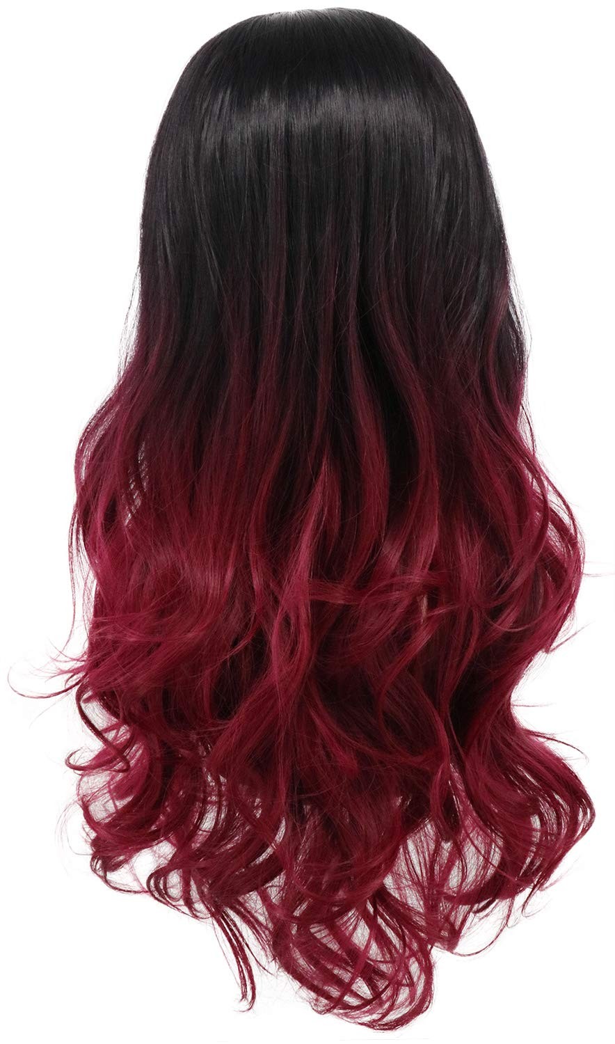 Long Curly Black Red Womens Wig Wavy Ombre Anime Cosplay Wigs Heat Resistant …