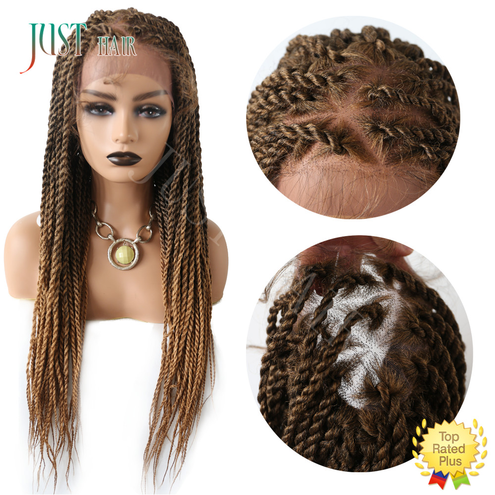 Black Braided Lace Box Braids Wig Synthetic Twist Cornrow Baby Hair for Women US