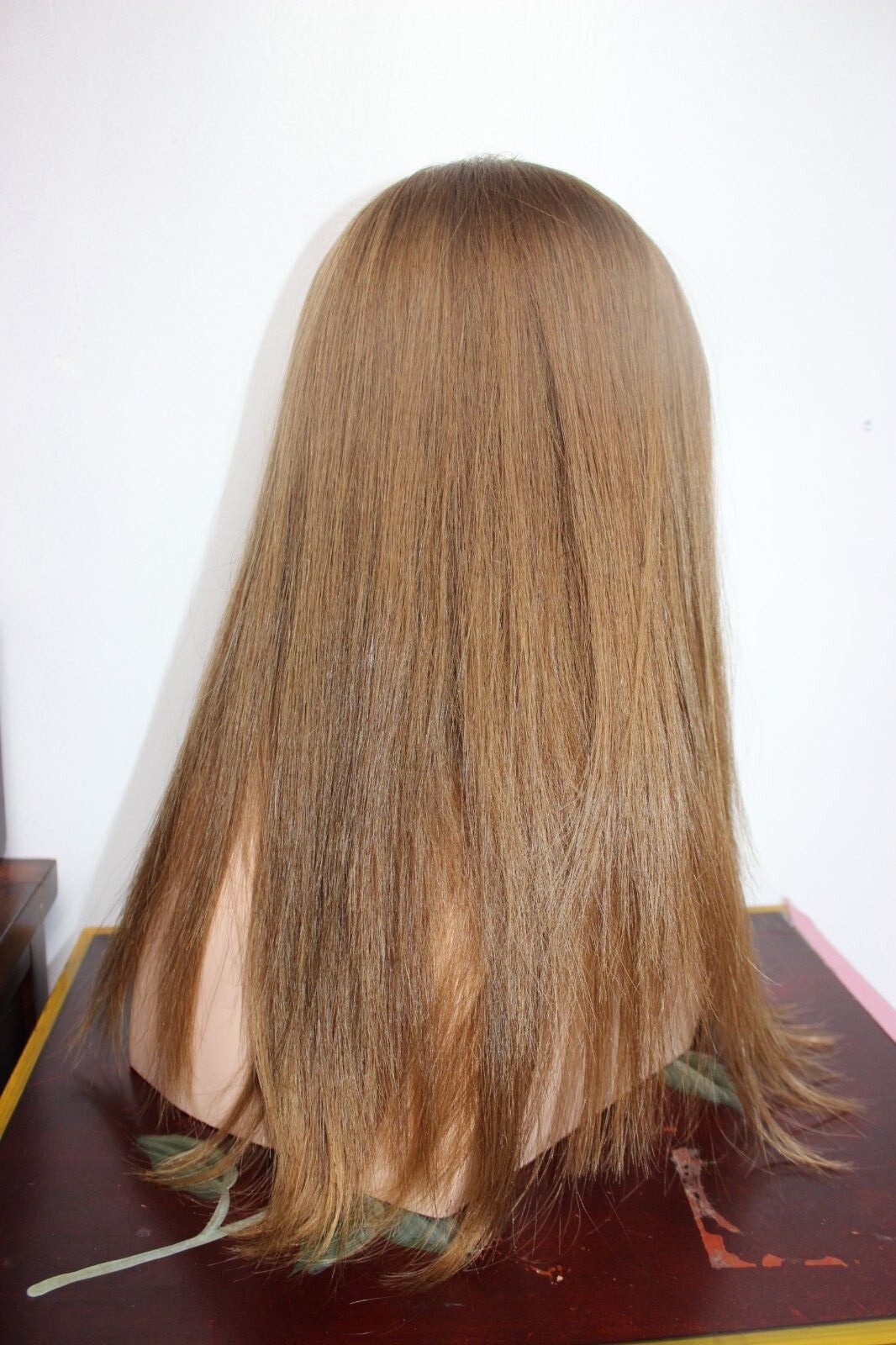blonde human hair wig fall, sheitel type skin top used wig topper style.