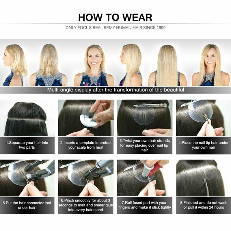 Pre Bonded Keratin Nail U Tip Remy Human Hair Extensions Double Drawn Thick 1g/s