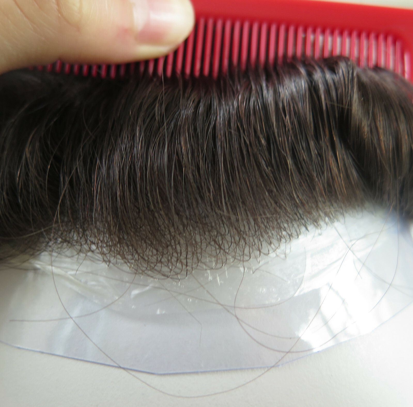Mens Toupee Hair Replacement System V-loop Super Thin Skin Human Hairpiece