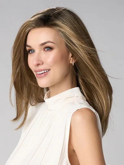 Human Hair New Women’s Long Natural Golden Brown Wavy Full Wig 16 Inch