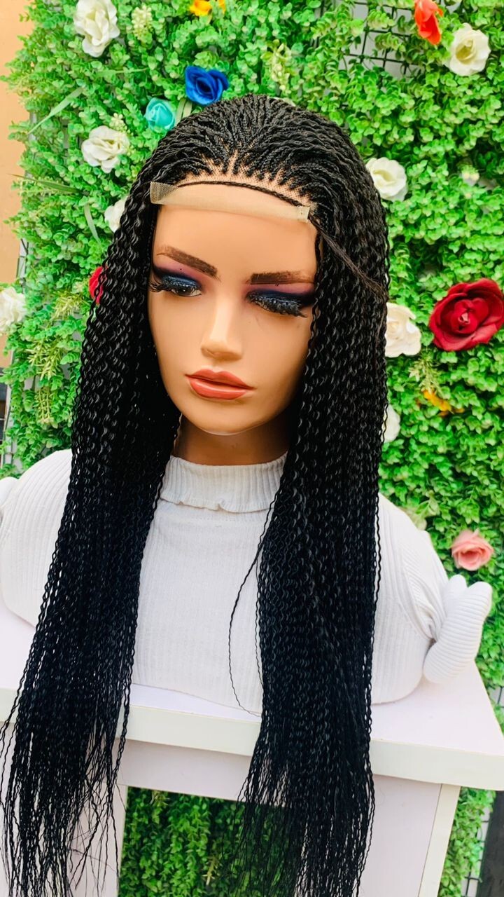 WATERMELON BRAIDED WIG. Gold Blue Burgundy 40″