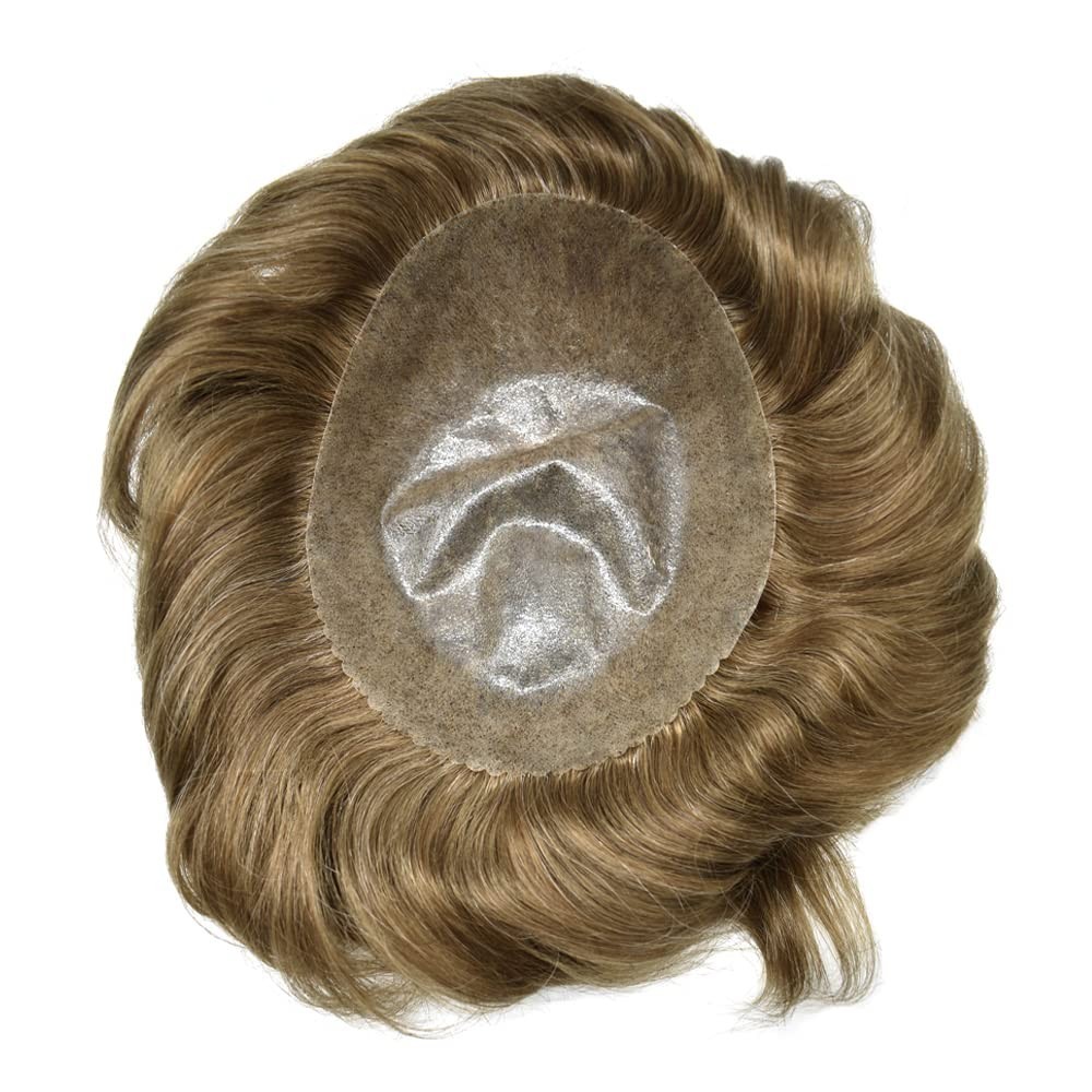 Toupee for Men Hair Replcement System Mens Toupee Full Poly Thin Skin Human Hair