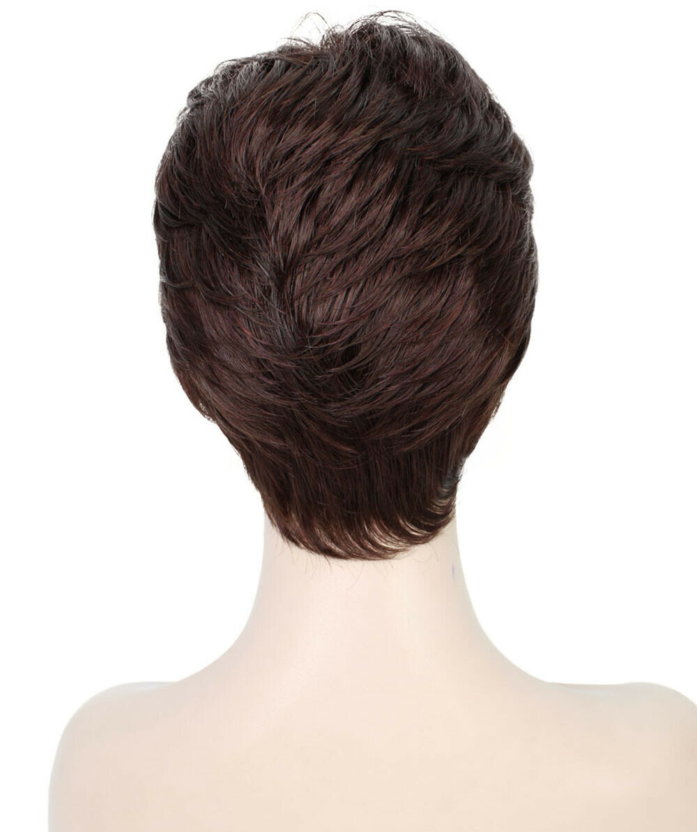 Lucille – Srraight Kanekalon Synthetic Fiber Full Wig, 1.75-3.25 in, Dark Auburn