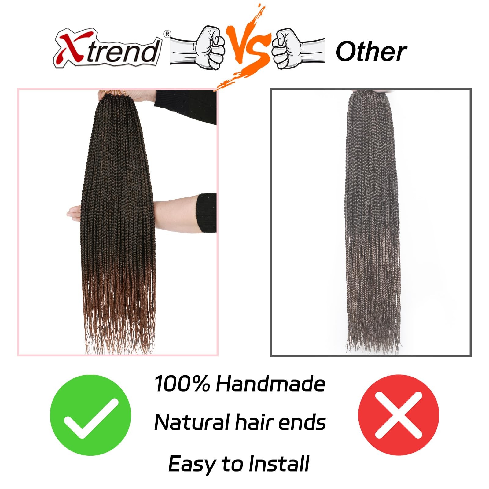 Xtrend 14 Inch Braids Crochet Hair 144 Strands Pre-Looped Knotless Medium