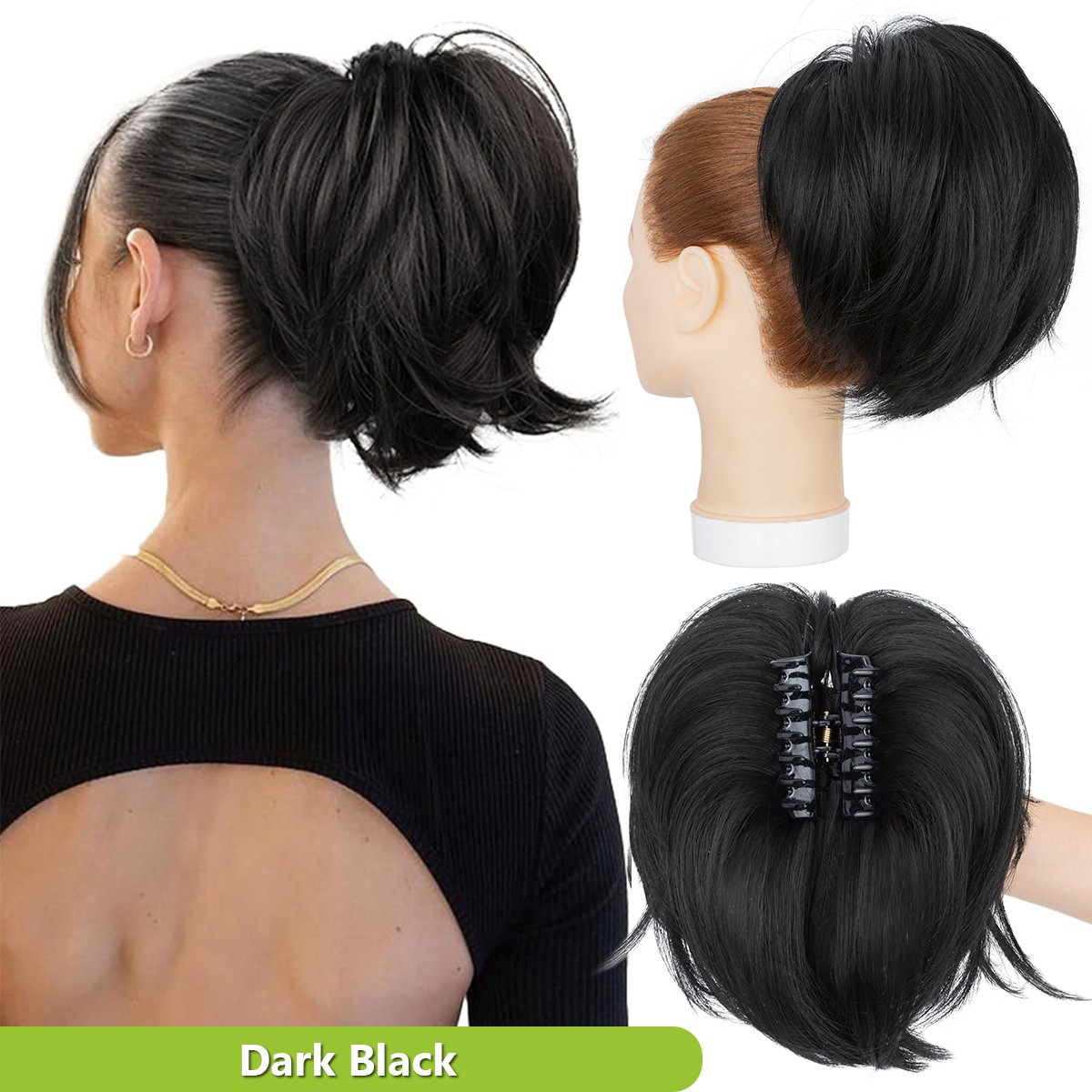 8in Short Ponytail Claw on Clip in Pony Tail Hair One Piece Extensions Messy Bun
