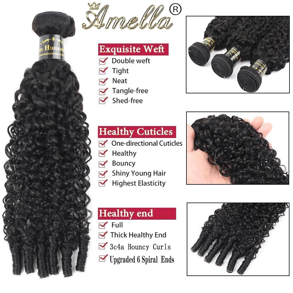 Burmese Curly Human Hair Bundles 3C4A 18 20 22 Inch