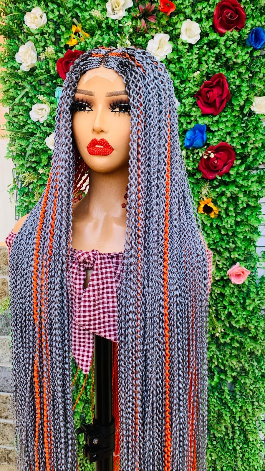 WATERMELON BRAIDED WIGS ON 2*4 LACE CLOSURE 42″