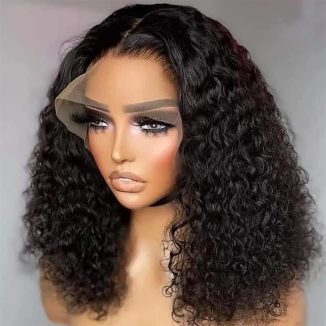 10″ Jerry Curl Lace Front Wig 100% Human Hair Short Affordable Glueless