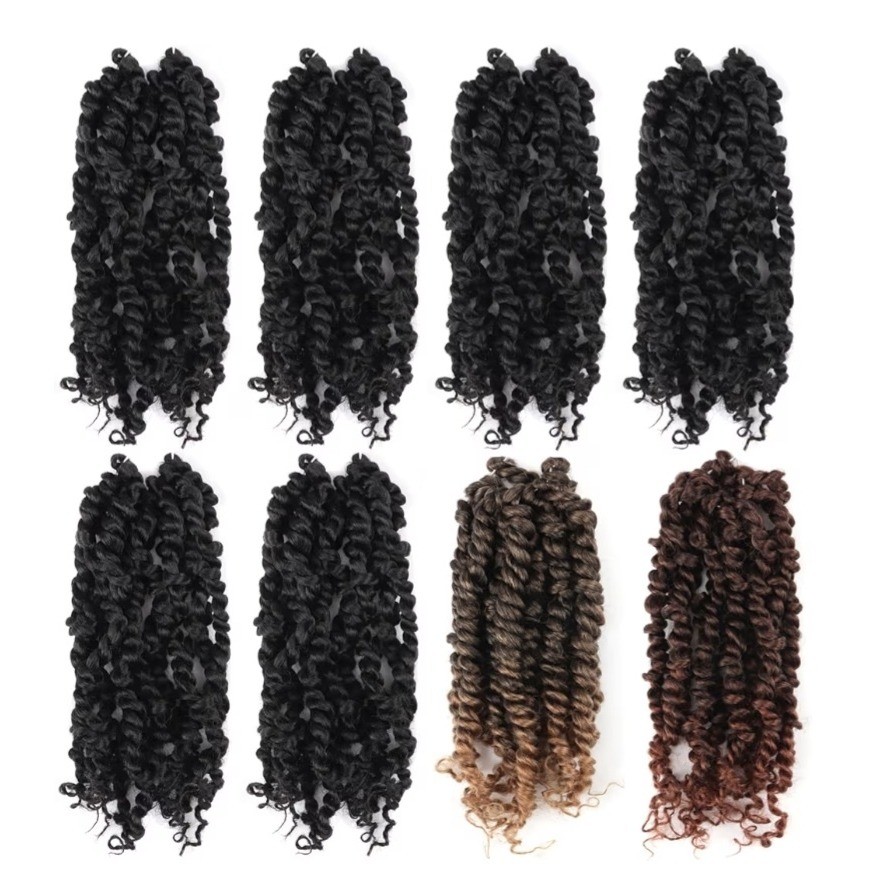 ToyoTress Tiana 10 Inch Passion Twist Crochet Hair 8 Pack Black Ombre 1B T27 T30
