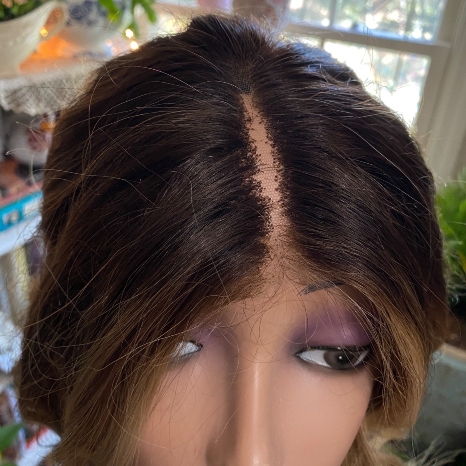 Wig Milano Divine Human Hair Highlighted Wig Low Density Center Part